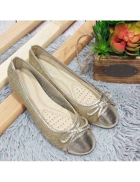 Baleriny damskie gold