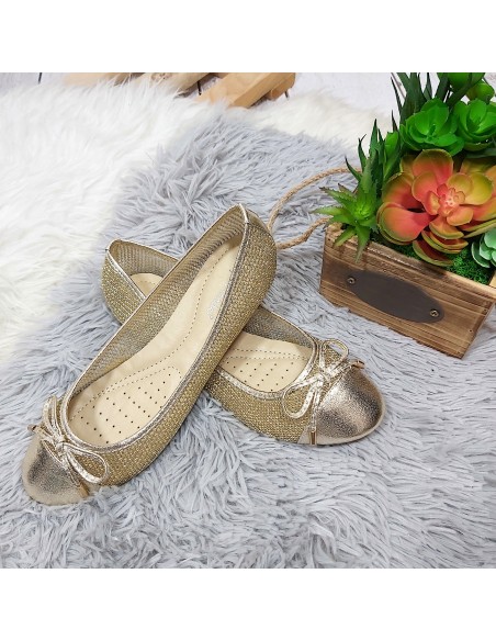 Baleriny damskie gold