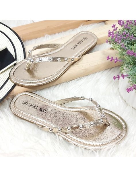 Klapki japonki damskie z dżetami