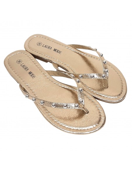 Klapki japonki damskie z dżetami