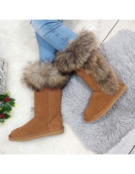 Śniegowce skórzane naturalne futro