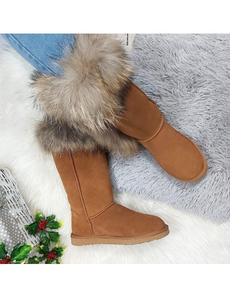 Śniegowce skórzane naturalne futro