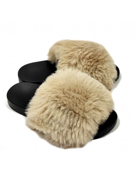 Klapki damskie z futerkiem