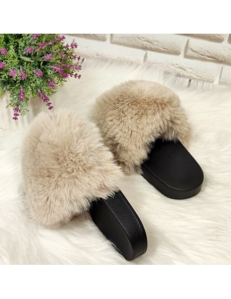 Klapki damskie z futerkiem