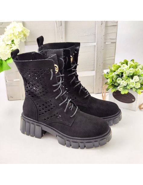 Ażurowe botki traperki damskie