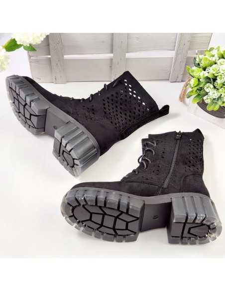 Ażurowe botki traperki damskie