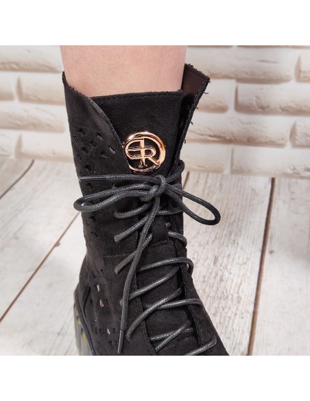 Ażurowe botki traperki damskie