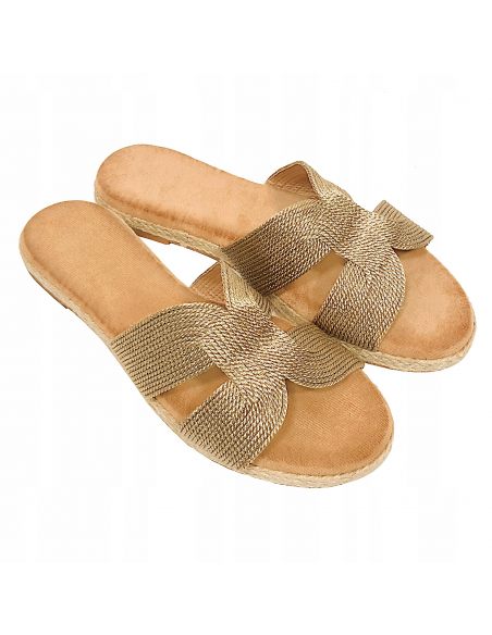 Złote klapki damskie