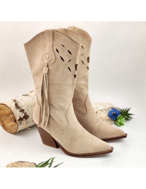 Ażurowe kowbojki damskie z...