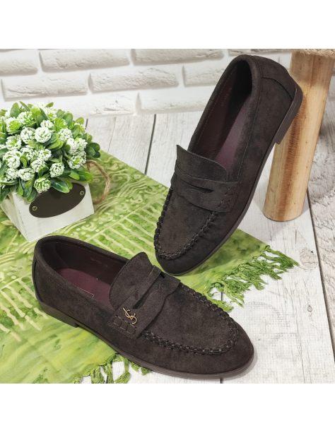 Mokasyny damskie brązowe