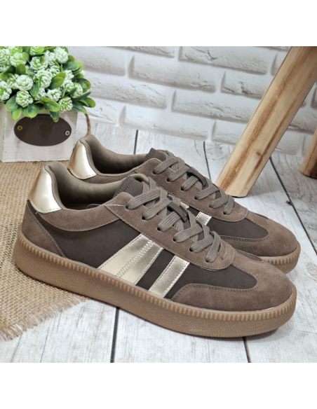 Sneakersy damskie brązowe...