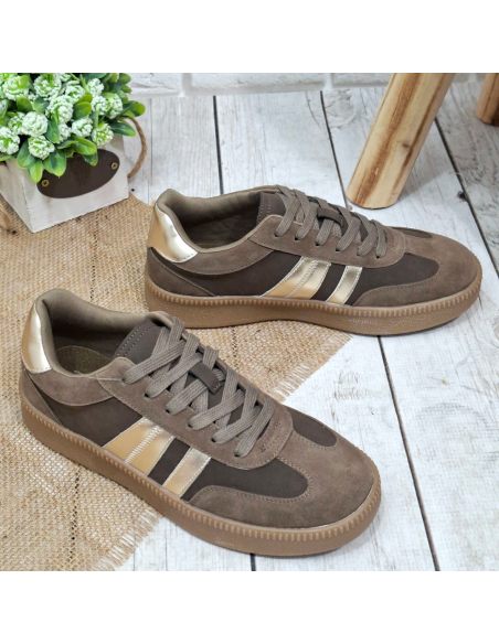 Sneakersy damskie brązowe...