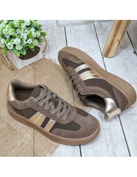 Sneakersy damskie brązowe...