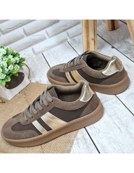 Sneakersy damskie brązowe...