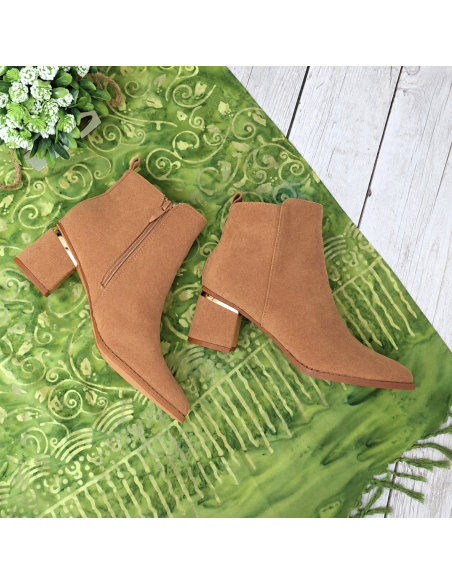 Brązowe Botki Damskie z...