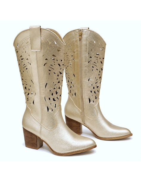 Złote Ażurowe Kozaki...