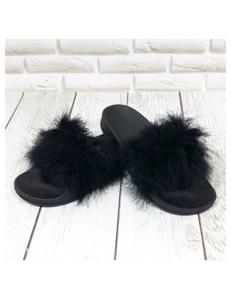 Klapki z piórkami profilowana podeszwa