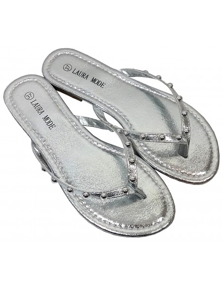 Srebrne japonki z dżetami