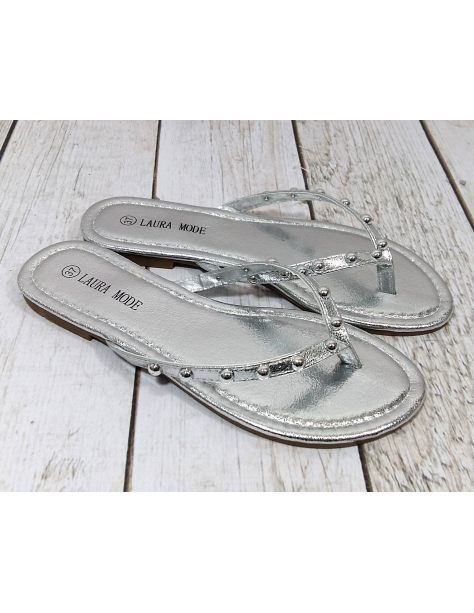 Srebrne japonki z dżetami