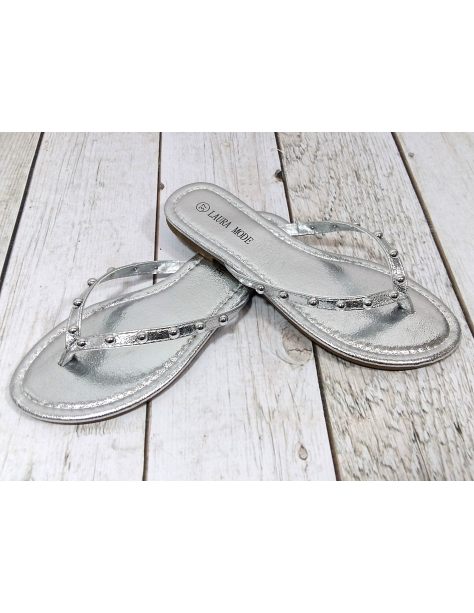 Srebrne japonki z dżetami