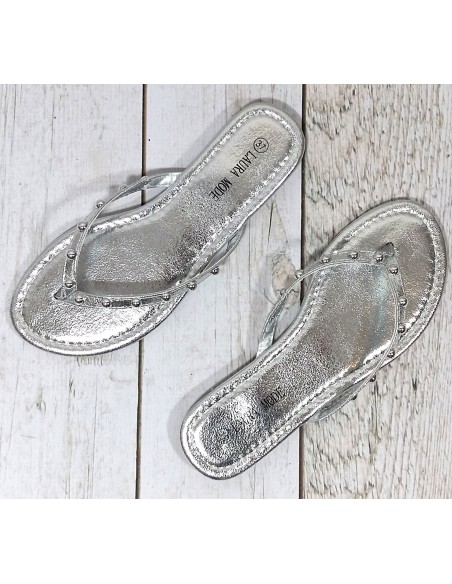 Srebrne japonki z dżetami